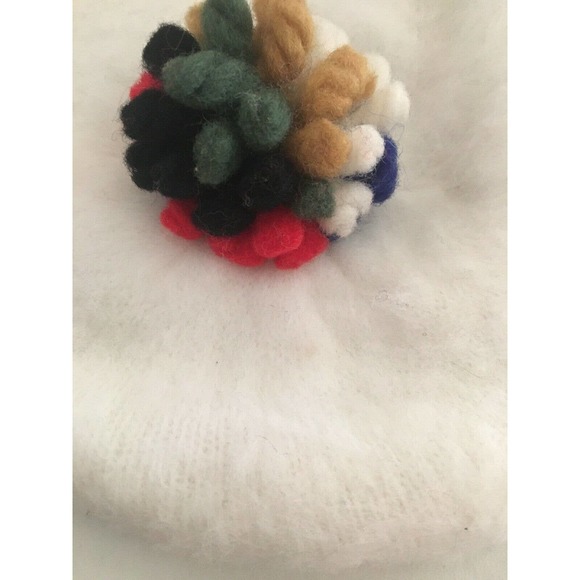 Vintage Beret White Felt With Pom Pom hat Ooh La La! - Picture 3 of 12